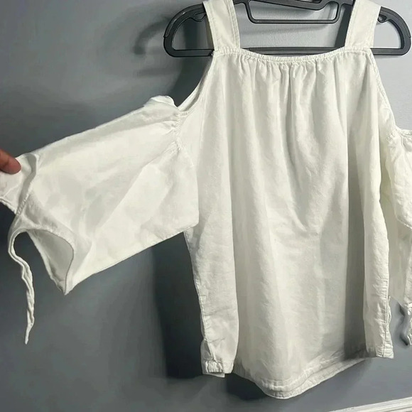 Women’s Madewell White Open Shoulder Blouse Top Bow Tie Size M - Picture 3 of 6